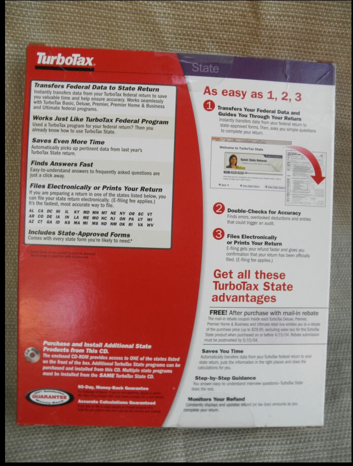 NEW 2003 (SEALED) VINTAGE TURBOTAX STATE SOFTWARE (WIN 95/98/NT 4.0/2000/ME/XP)