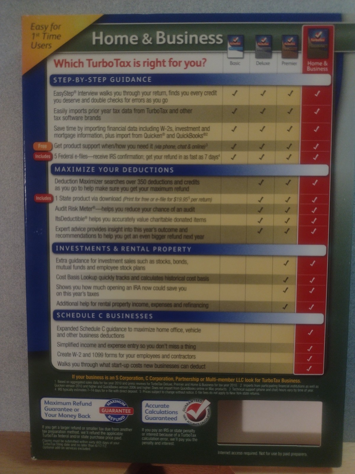 2011 TurboTax Home and Business CD Windows/Mac