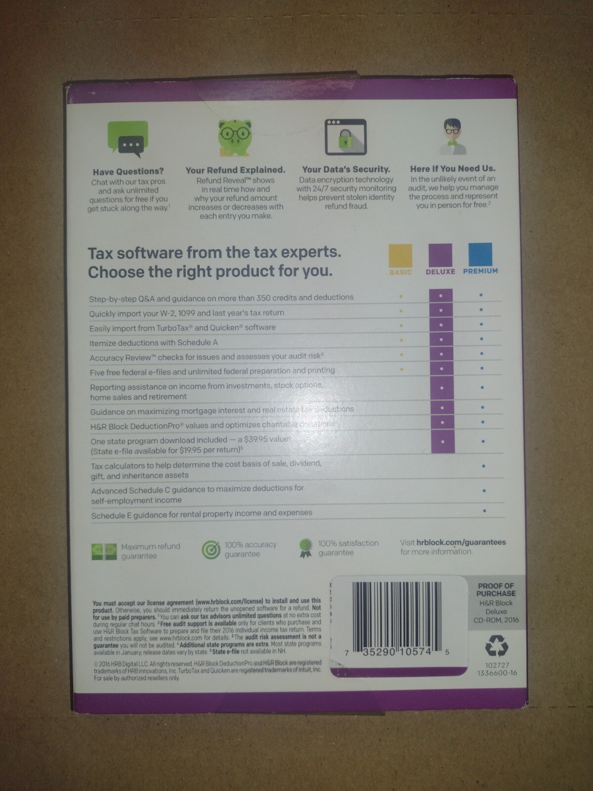 2016 H&R Block Deluxe Homeowners/Investors Federal and State Brand NEW Sealed!