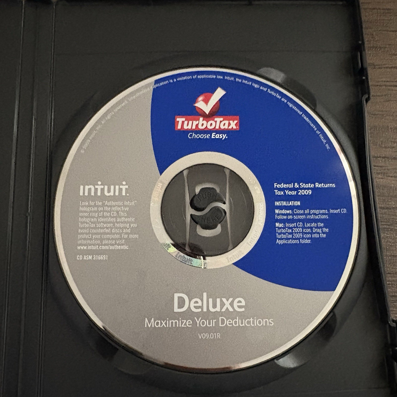 Intuit TurboTax Tax Preparation Windows Mac Used Deluxe 2009