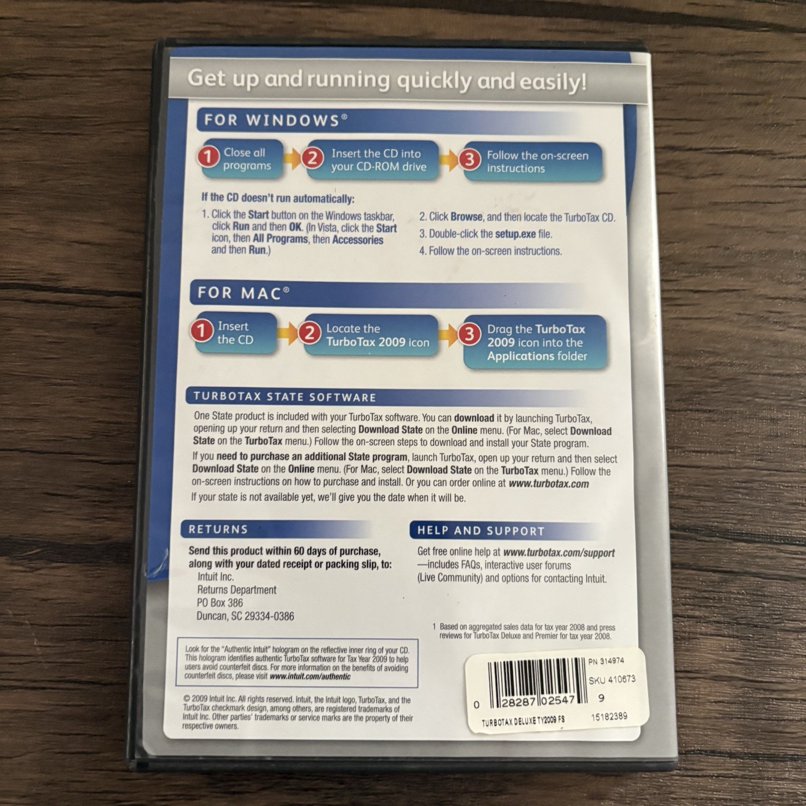 Intuit TurboTax Tax Preparation Windows Mac Used Deluxe 2009