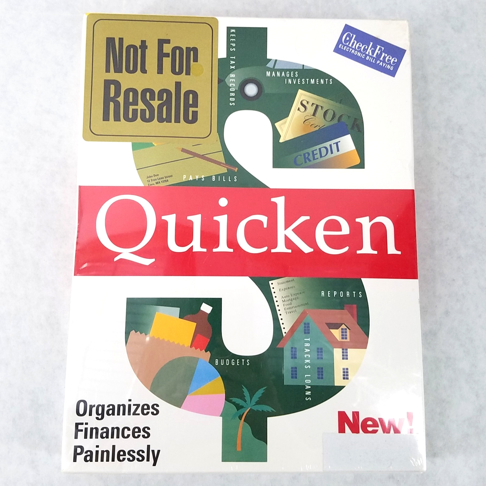 Quicken for DOS 6.0 – Vintage 1992 FACTORY SEALED Big Box – 5.25 & 3.5 Discs