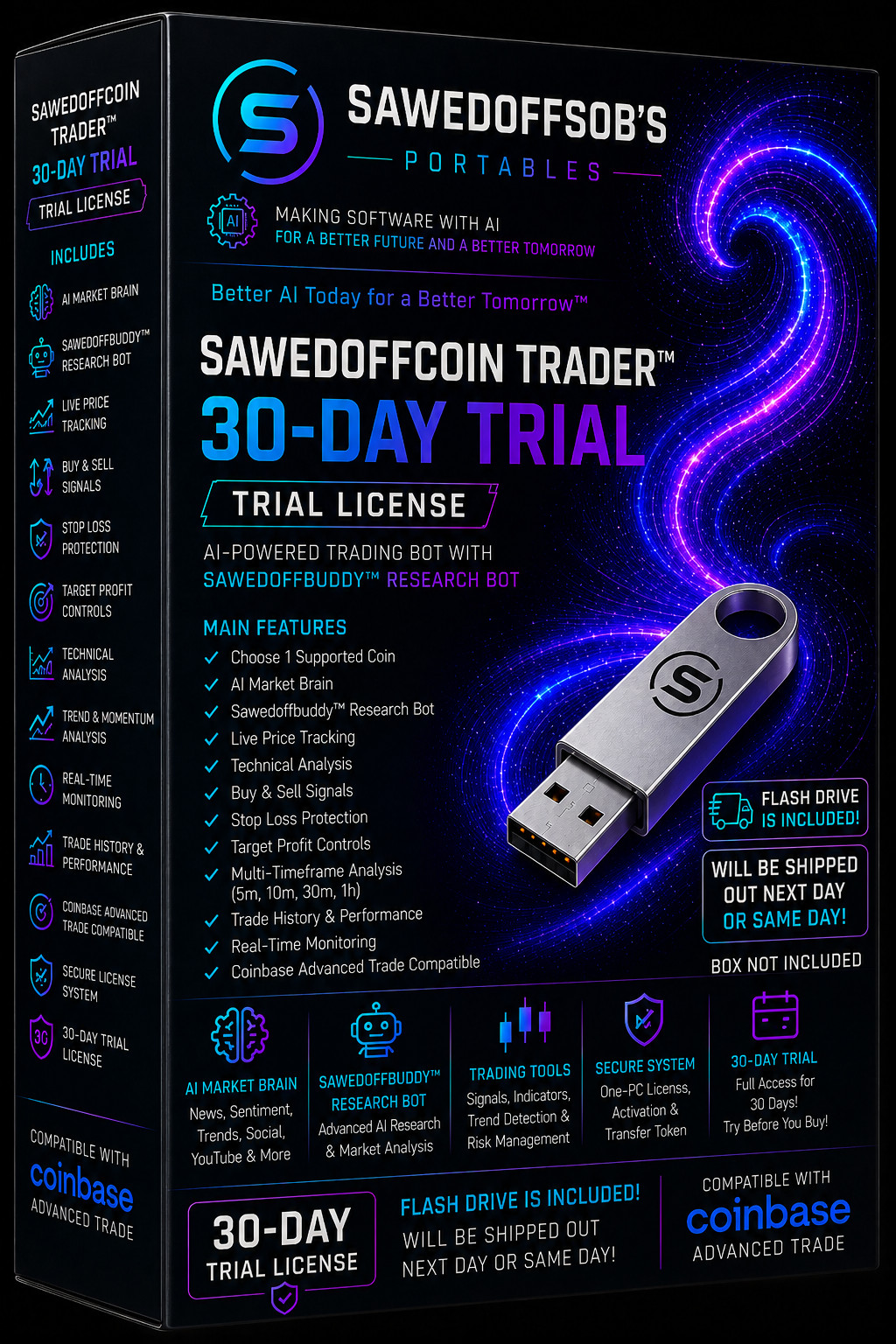 Sawedoffcoin Trader Bot 30 Day Trial 1 Coin Selection AI Search Trading Bot