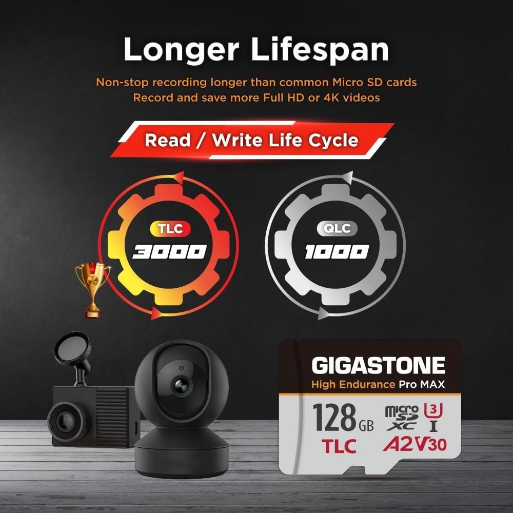 5 Yrs Free Data Recovery】【Dash Cam】 128GB Micro SD Card, TLC High Endurance P…