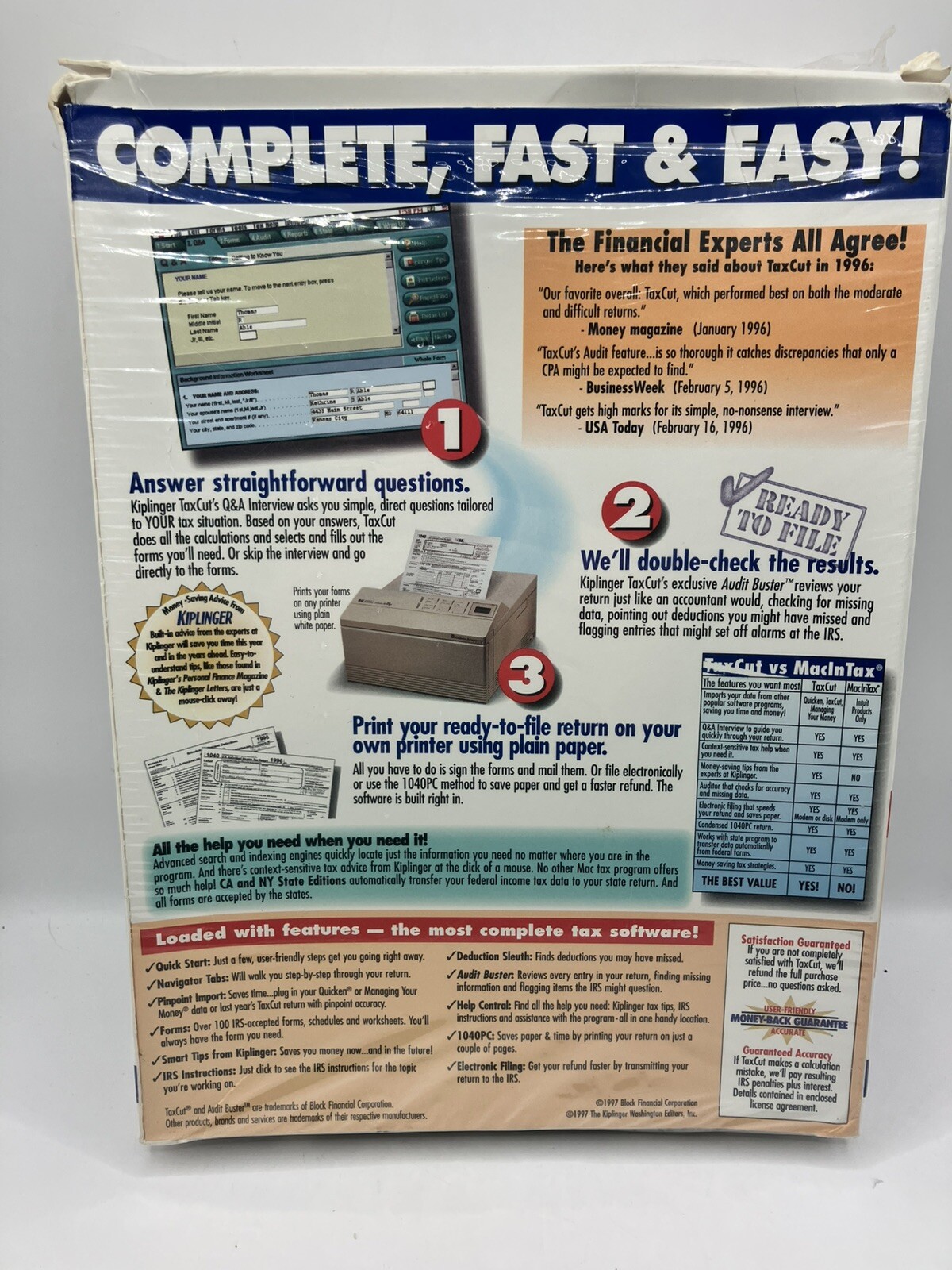 Kiplinger Tax Cut Filing Edition Tax Cut 1996