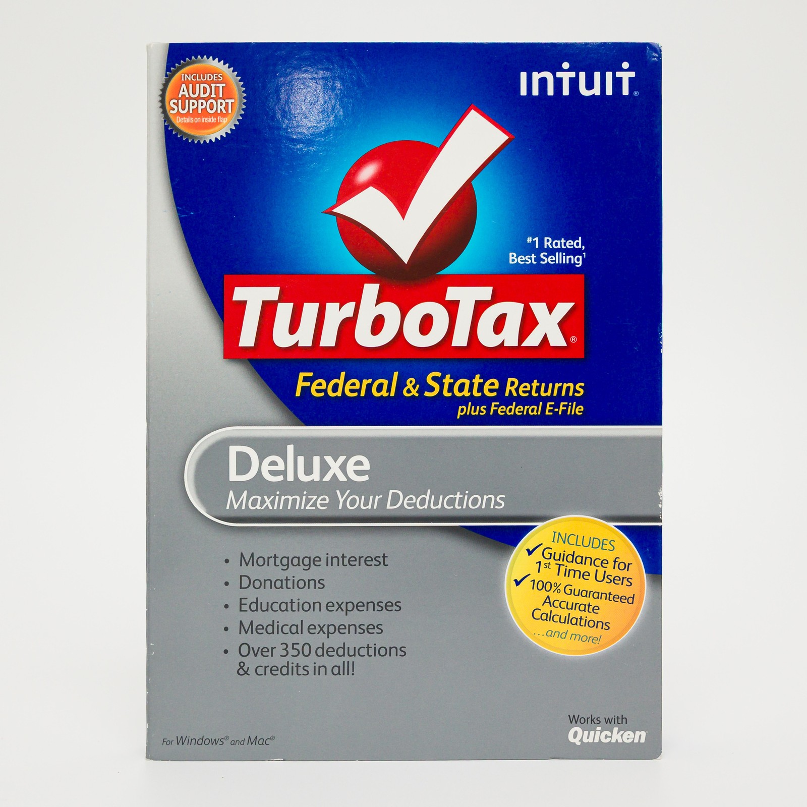 Intuit TurboTax Deluxe Federal & State 2012 Tax Software Windows Mac CD Disc