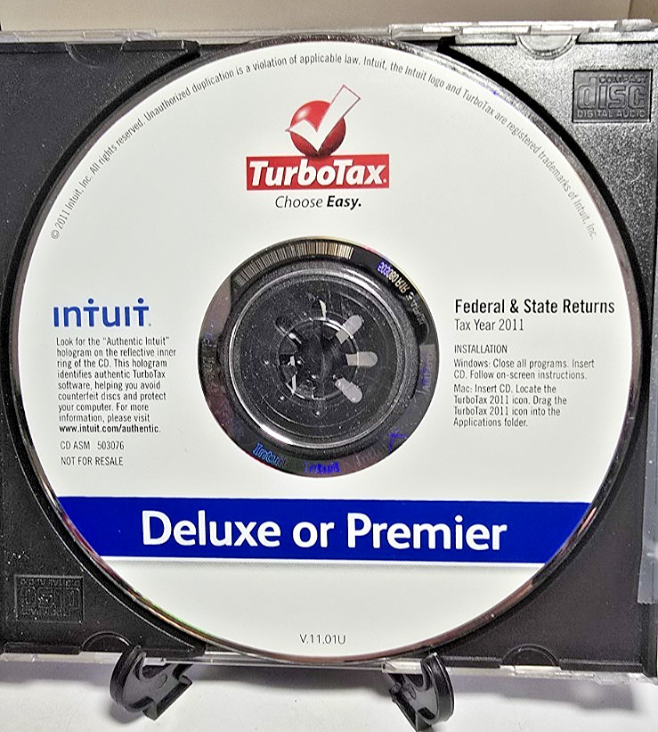 TurboTax Deluxe or Premier Tax CD Software for the 2011 Tax Year-Mac -Windows