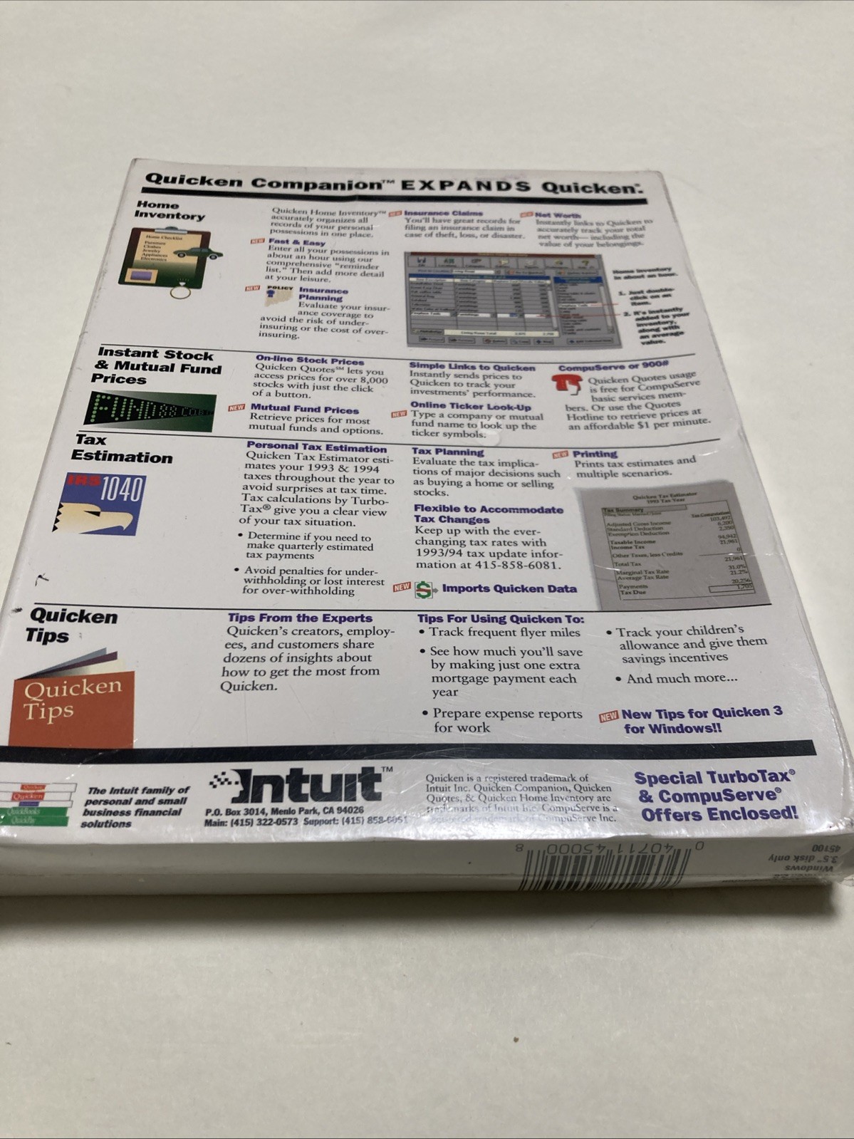 Intuit Quicken Companion Version 2.0 For Windows 3.5” Disks Factory Sealed