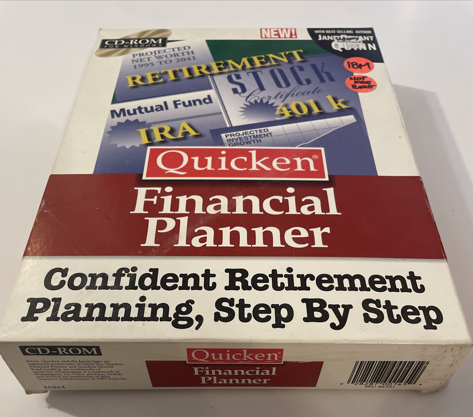 Intuit Quicken Financial Planner CD-ROM BIG BOX Windows Jane Bryant Quinn 1995