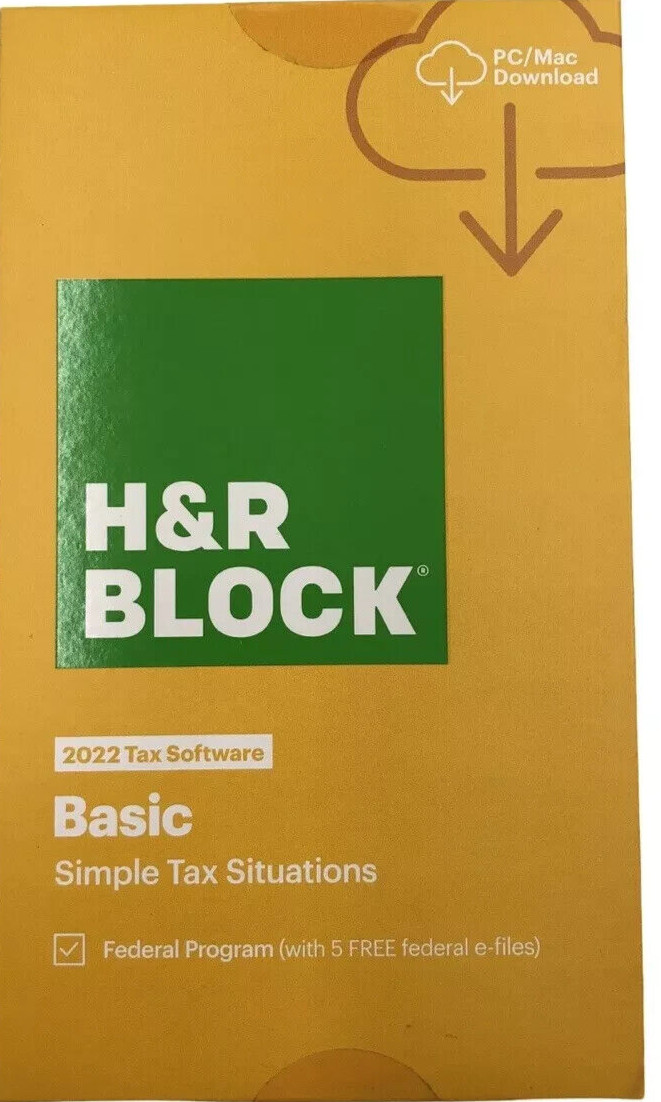 SEALED DOWNLOAD H&R BLOCK BASIC SIMPLE TAX SITUATIONS 2022 E-FILE WIN + MAC
