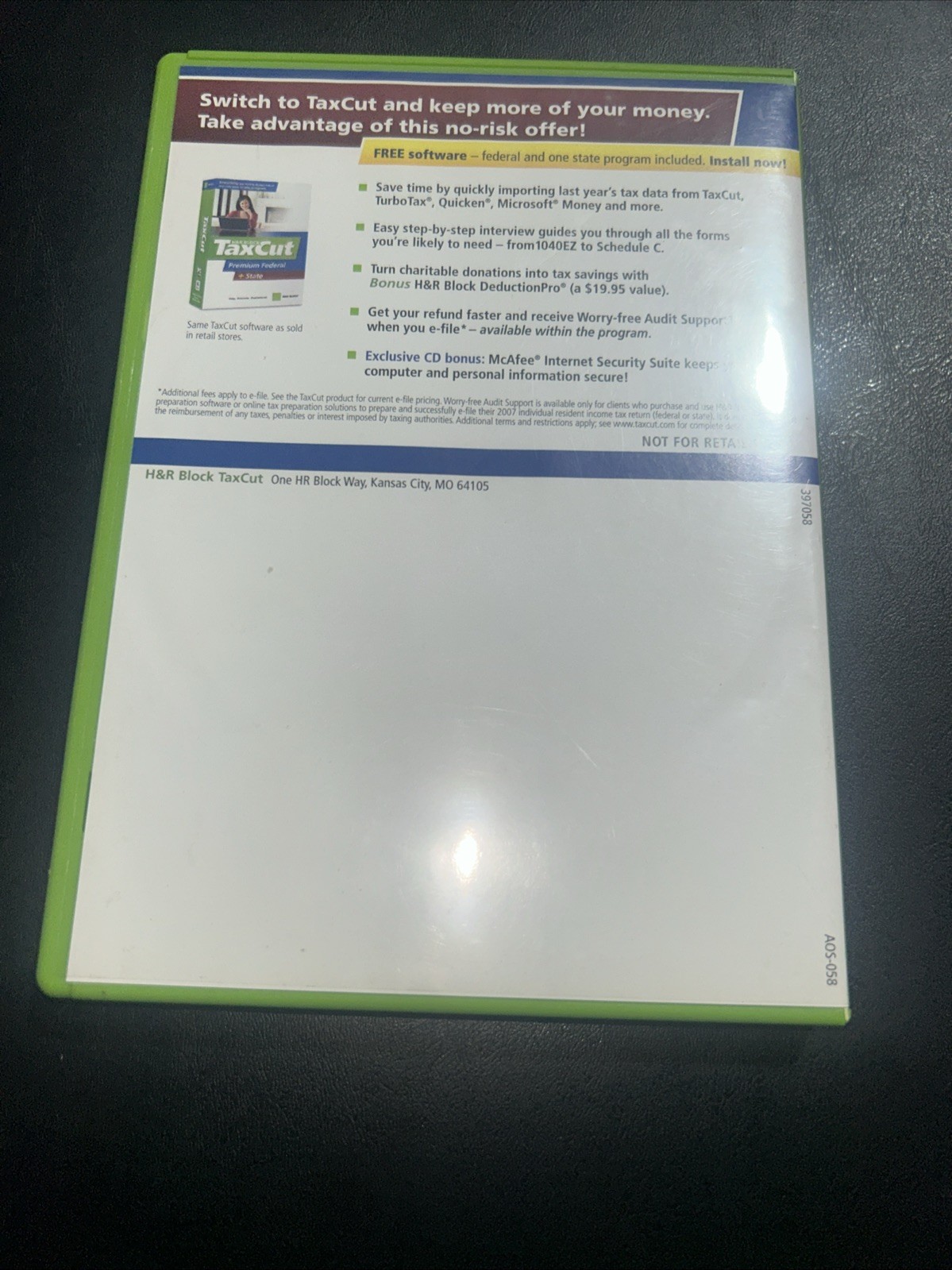 2007 Full Version TaxCut Premium Federal State + E-file CD ROM H & R Block