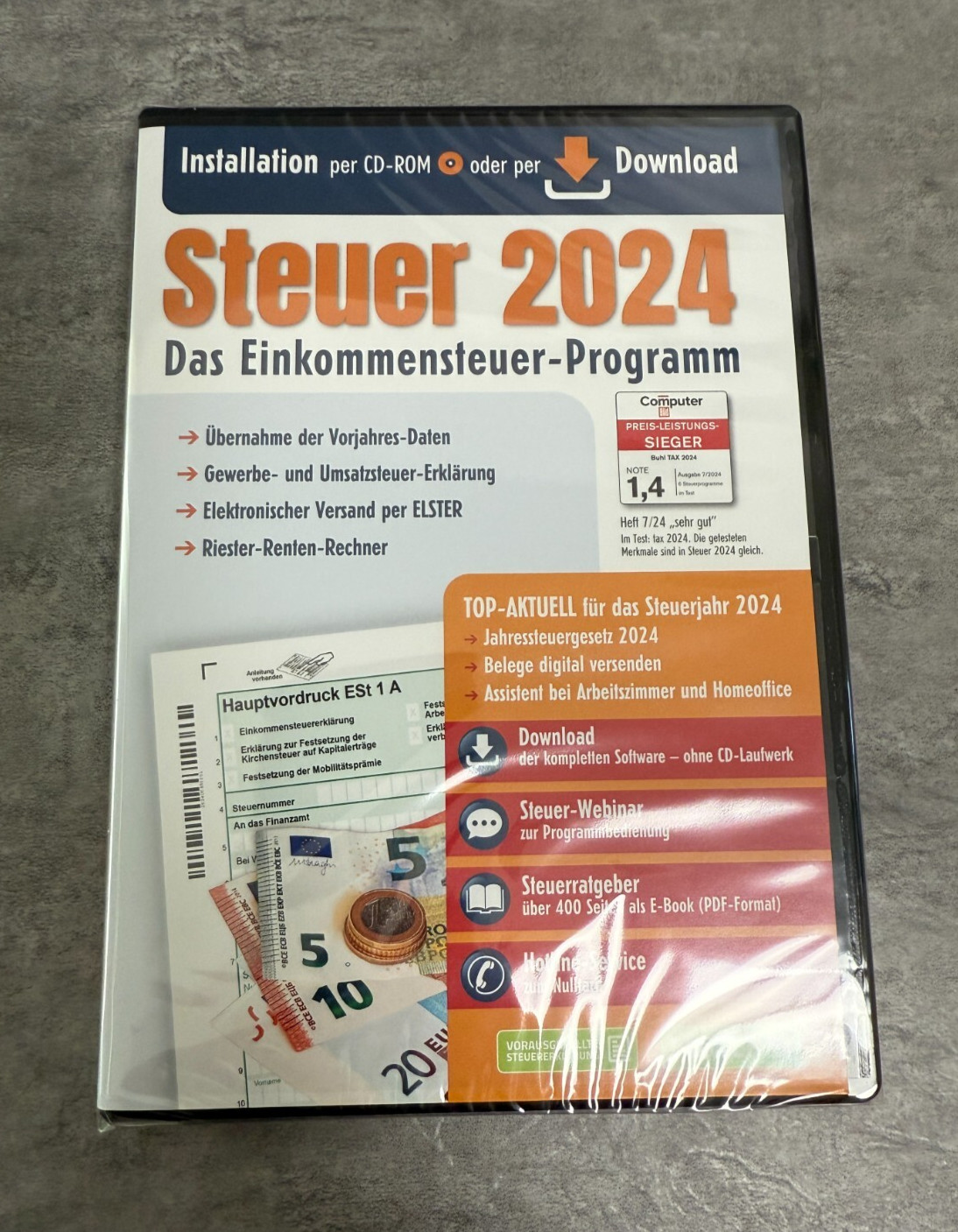 Aldi Steuer 2024 income tax return tax program download, original packaging