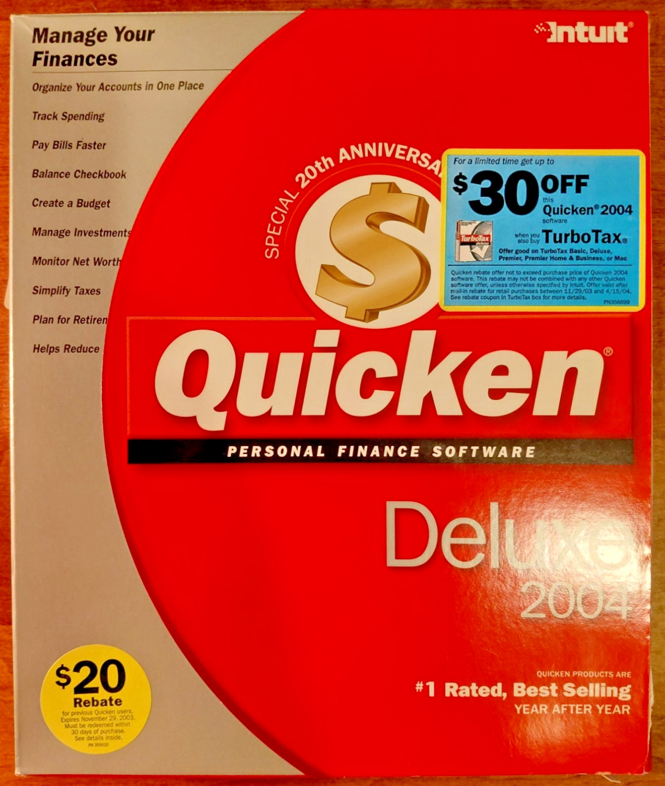 Quicken Deluxe 2004 Box CD for Windows 95/98/2000/ME/XP – Plus 2007 WillMaker