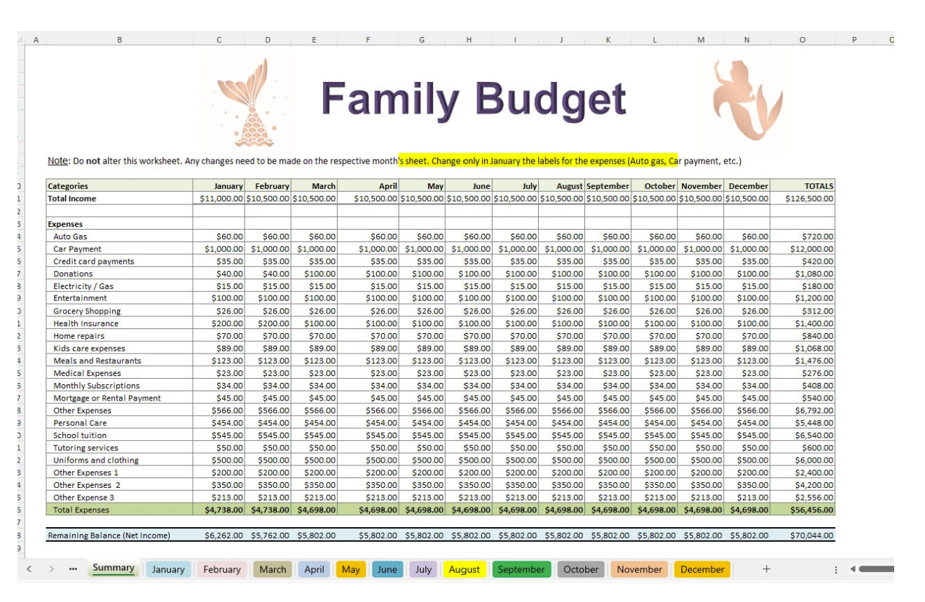 Rose Gold Mermaid | Dave Ramsey-Inspired Budget | Digital Download