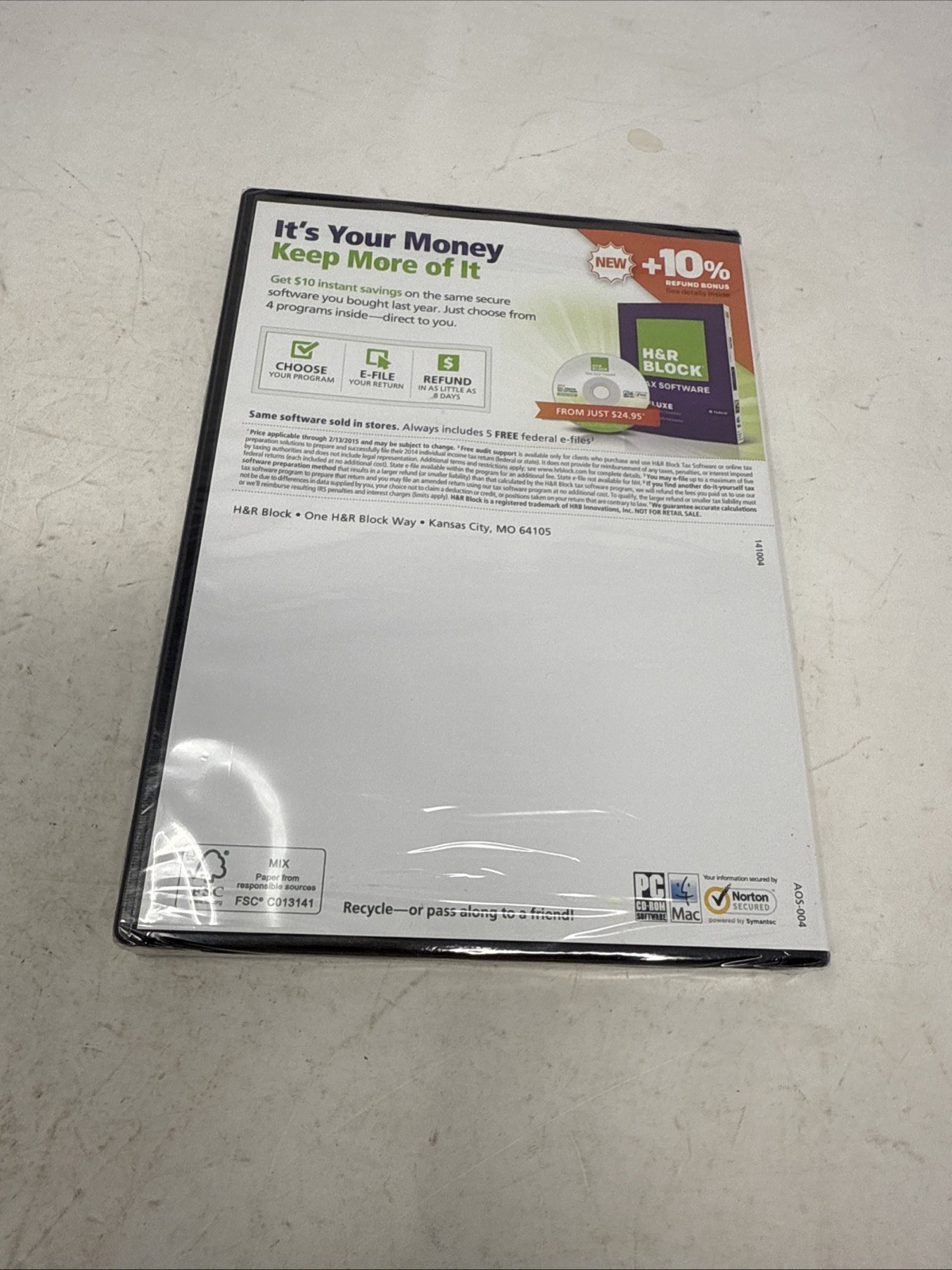 H & R Block One-Stop Shopping Tax Software 2014 Tax Year-RARE-SHIP N 24 HRS-NEW