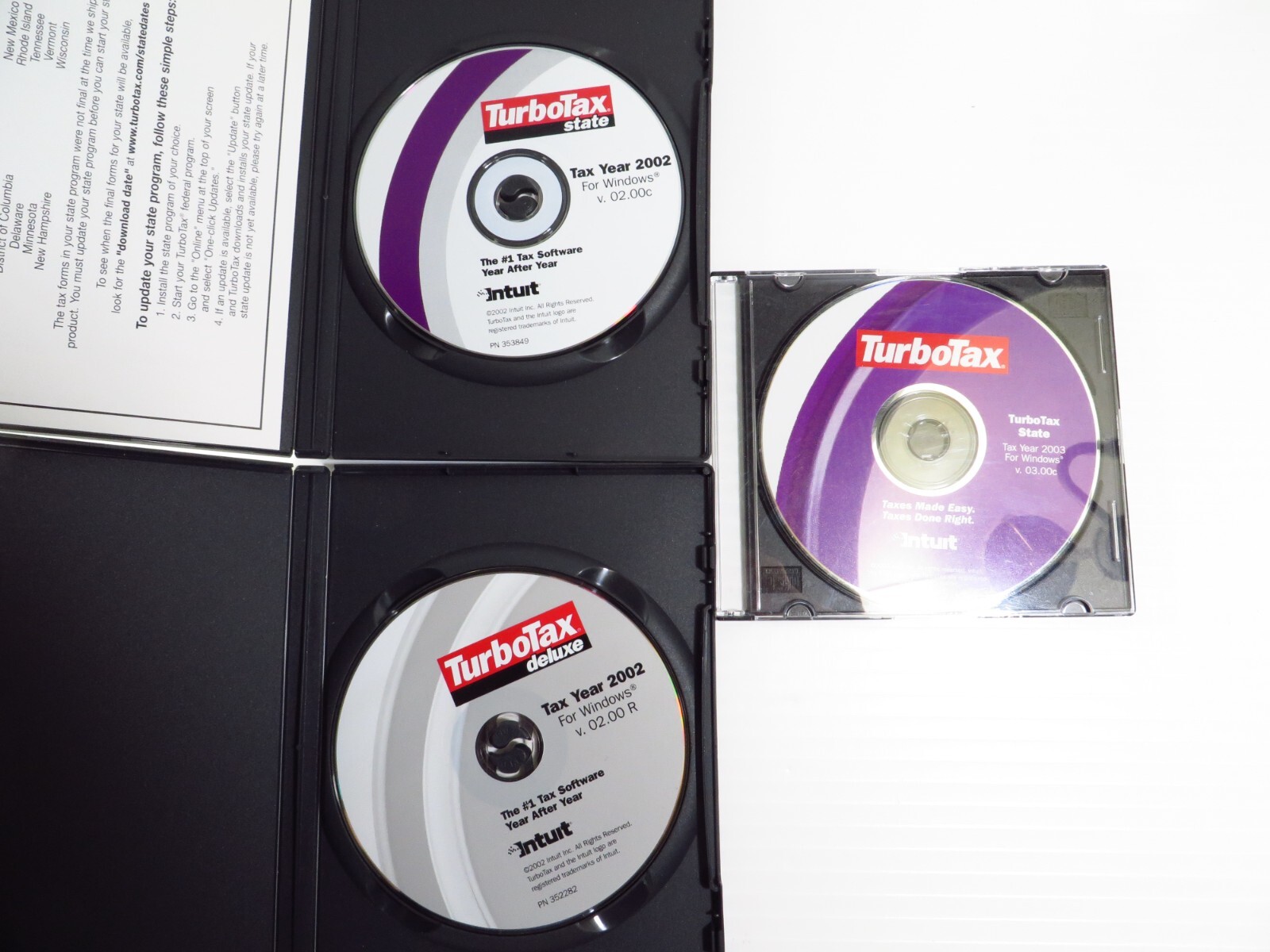 3 Pack Quicken TurboTax for Windows, 2002 Deluxe/State, 2003 State Bundle