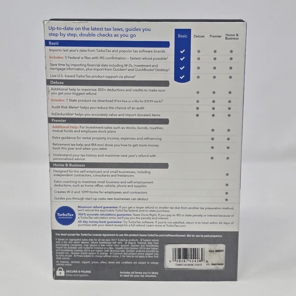 TurboTax Basic Federal + E-File 2018 Tax Software – New