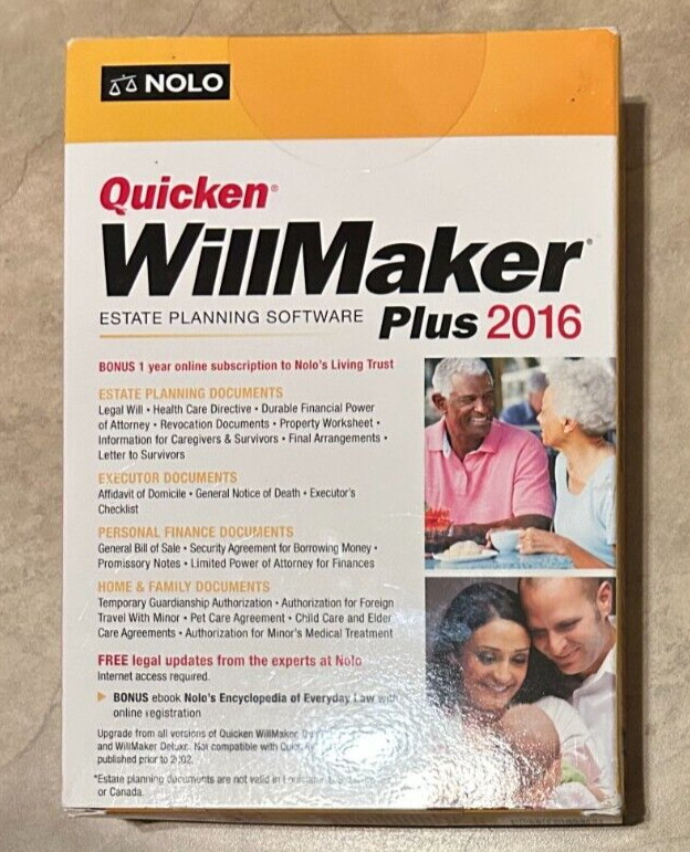 Nolo Quicken Will Maker Plus 2016 Retail Box NEW Factory Sealed