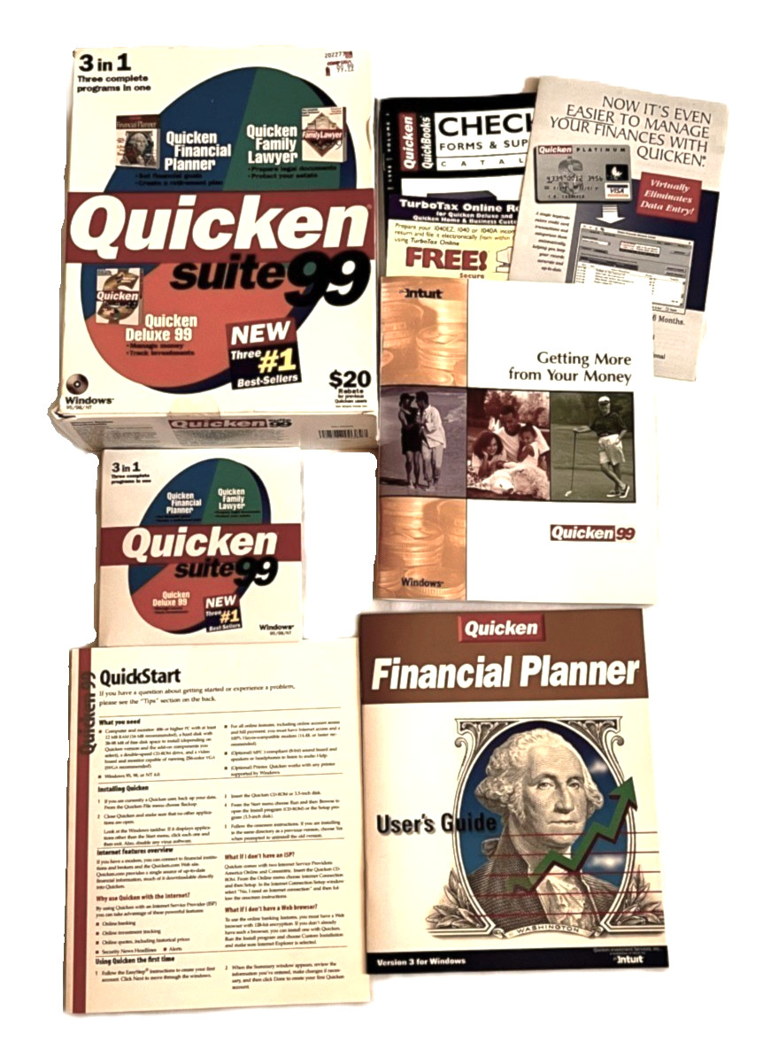 Quicken Suite 99 For Windows 95 / 98 / NT w/Family Lawyer & Financial Planner
