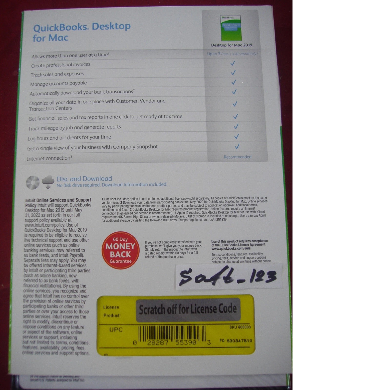 INTUIT QUICKBOOKS DESKTOP 2019 FOR MAC FULL DVD SEALED BOX =LIFTIME LICENSE=