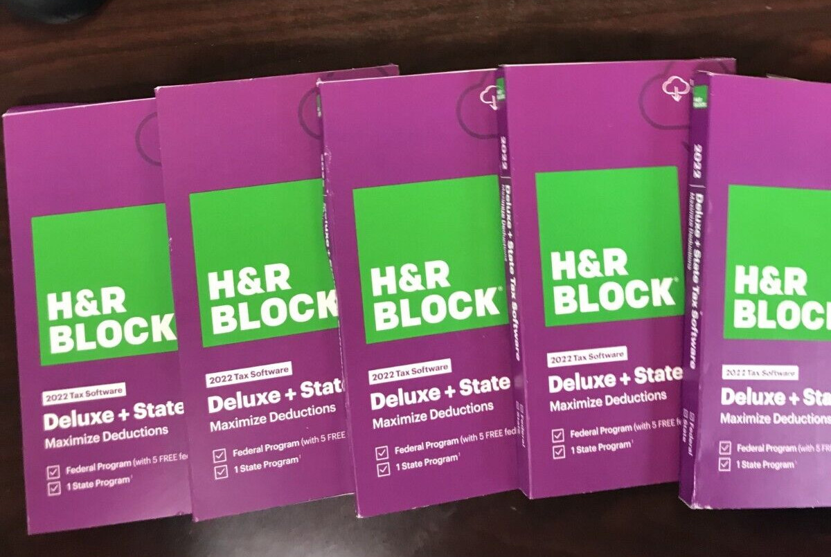 LOT OF 5 NEW SEALED H&R Block 2022 Deluxe State Tax Preparation Software