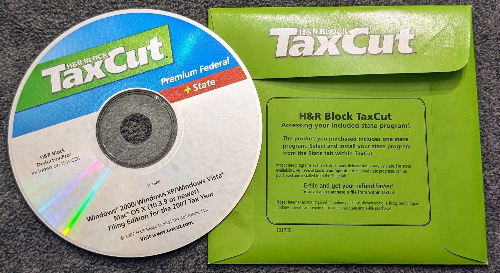 TaxCut 2007 Premium Federal + State Tax Year Software CD Windows Mac H&R Block