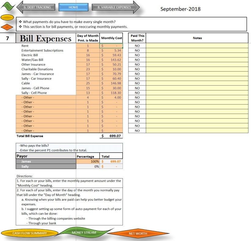 Financial Planner, Household Budget, Expense Track, Net Worth, Rich Dad Inspired
