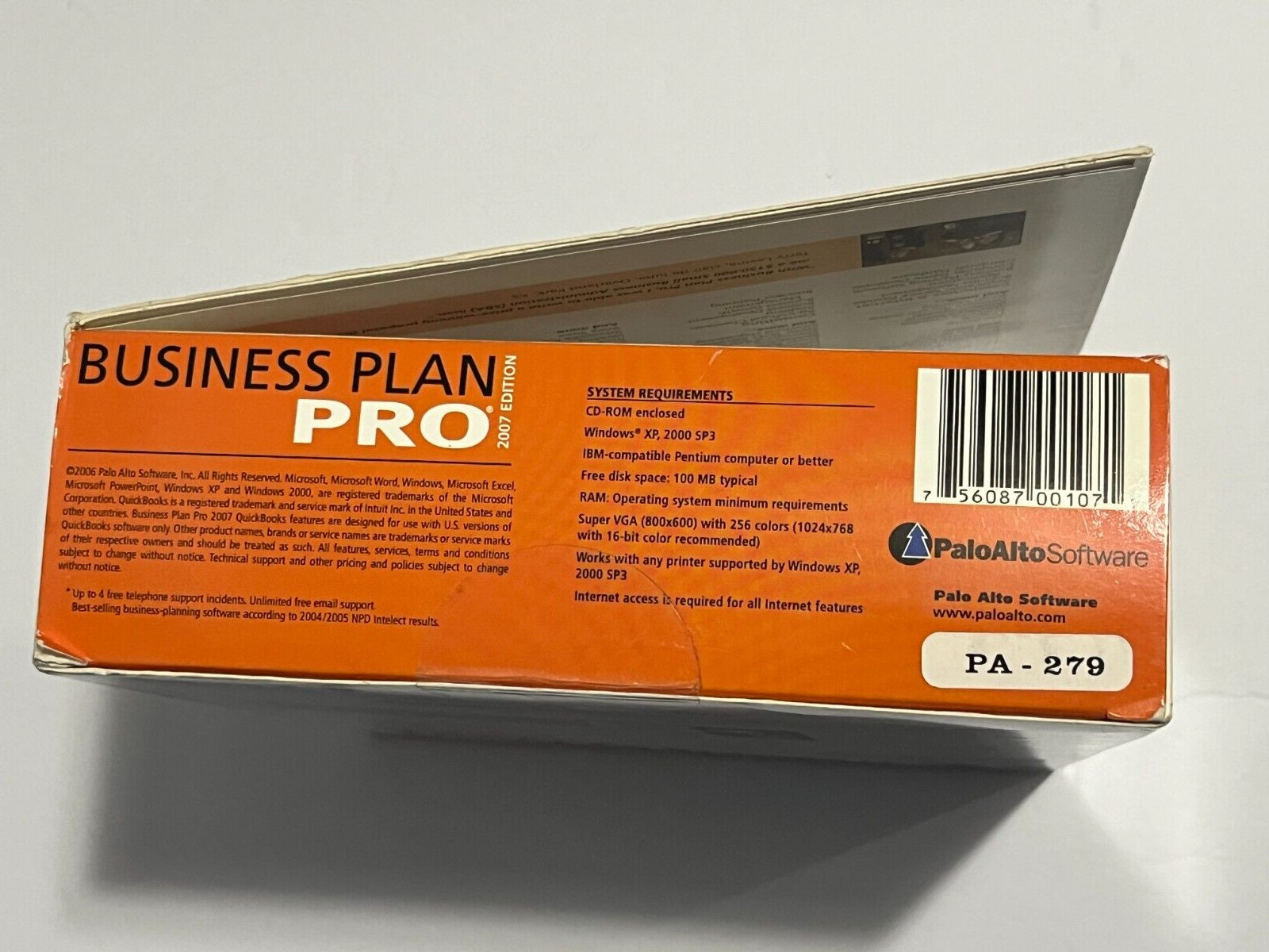 Business Plan Pro 2007 Palo Alto Software PA-279 (FACTORY SEALED)