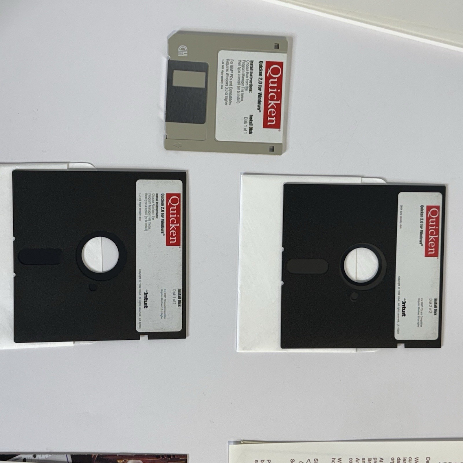 Intuit Quicken 2.0 Windows IBM Personal Finance Software W/ Disks Vintage 1992