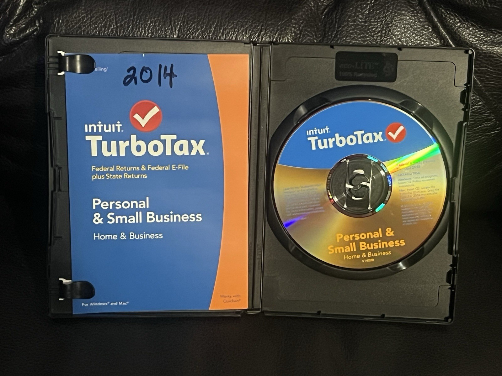2014 Turbotax Home & Business Personal Federal & State Windows/Mac with CD Disc