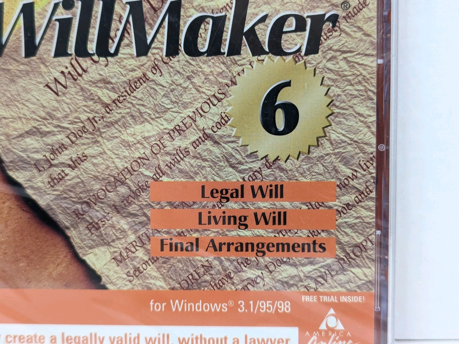 Willmaker 6 CD Legal Will Living Will Final Arrangements Win 3.1/95/98 1998 New