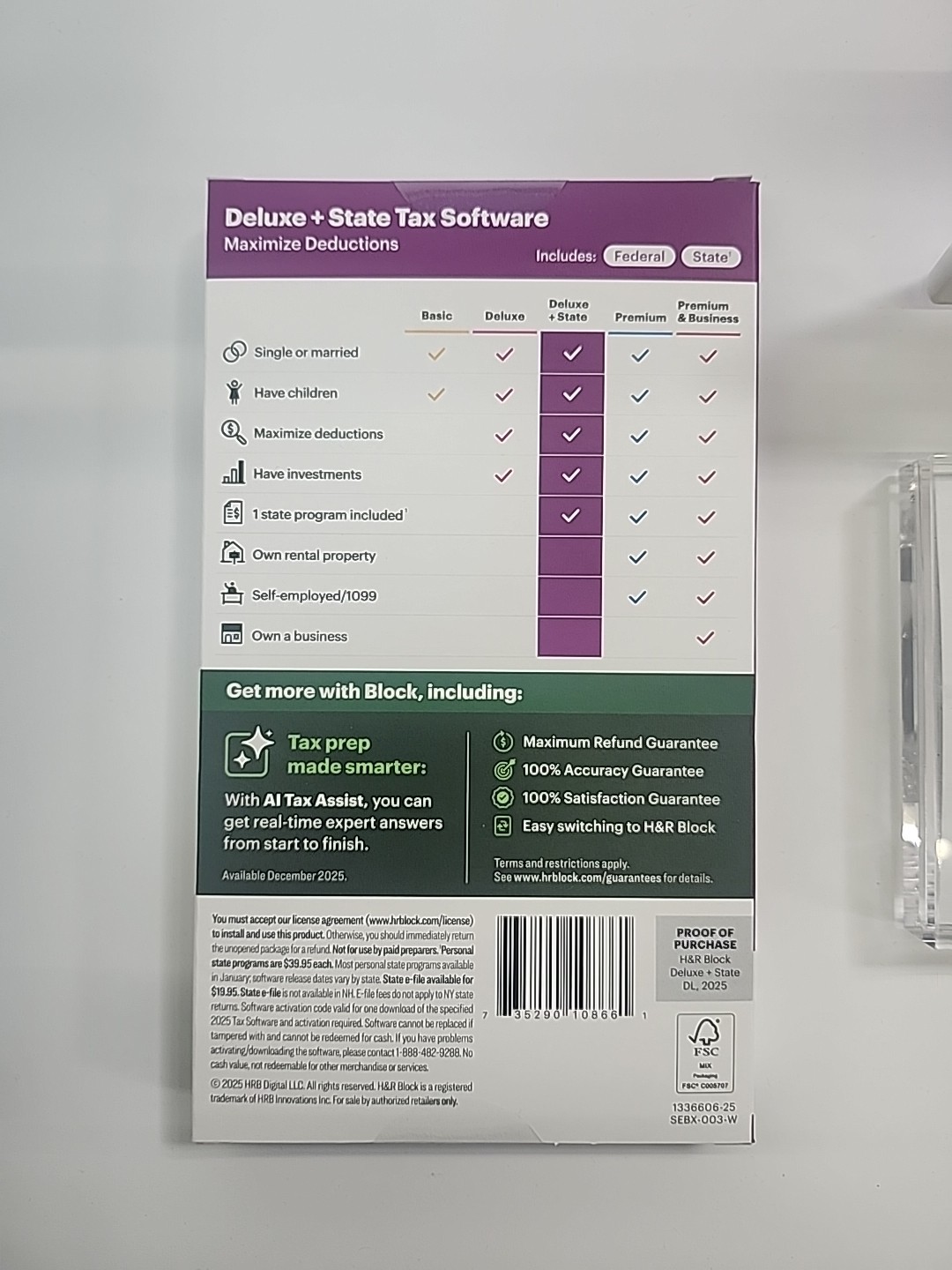 *NEW* H&R Block 2025 Deluxe + State Tax Software – Shipped Box, Code Only