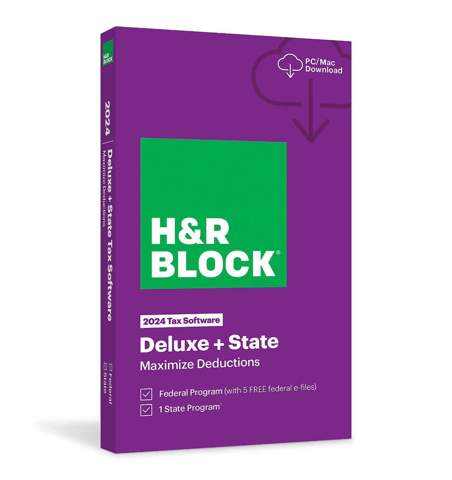New 2024 H&R Block Tax Software Deluxe+State Edition for PC/MAC [Key Card]