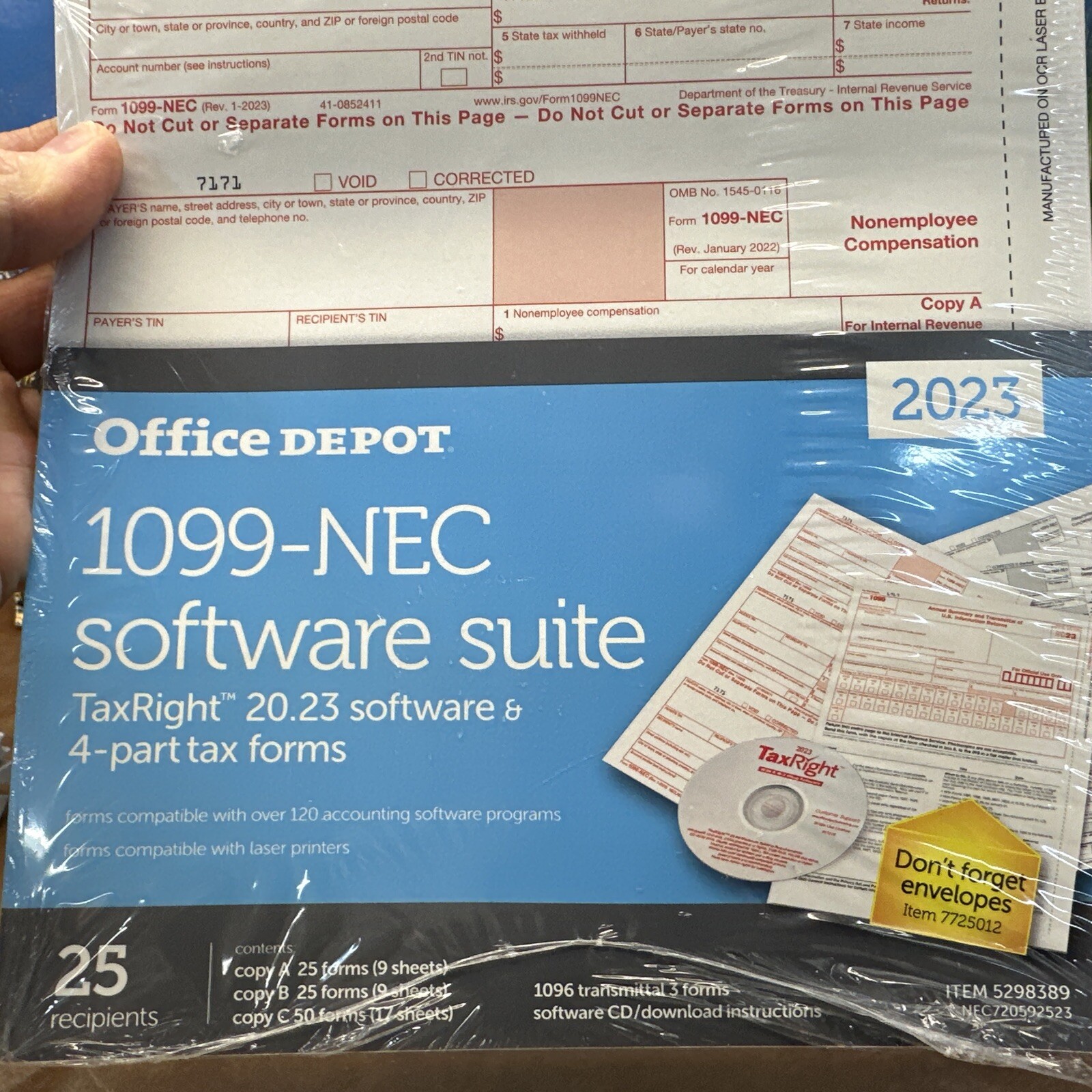Office Depot 1099-NEC Software Suite 2023 25 Recipients New Sealed TaxRight USA