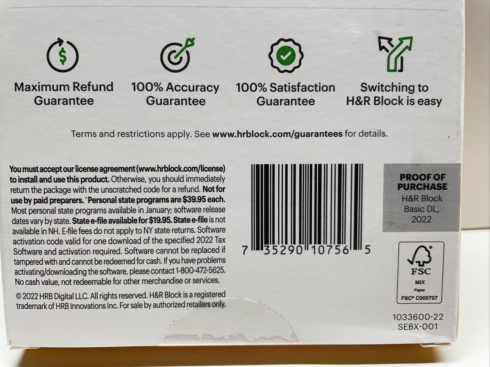 H&R Block 2022 Tax Software – Basic Simple Tax Situations PC/MAC ~ SEALED BOX