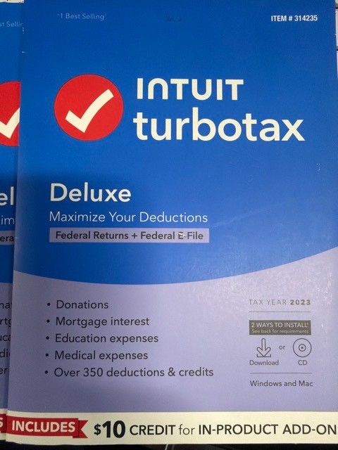 Intuit TurboTax Deluxe 2023 314235 Physical CD w/ license PC/MAC