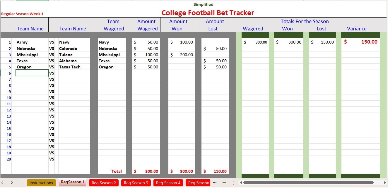Pro Football Bet Tracker Excel Spreadsheet for PC or Android, BOGO See Descript.