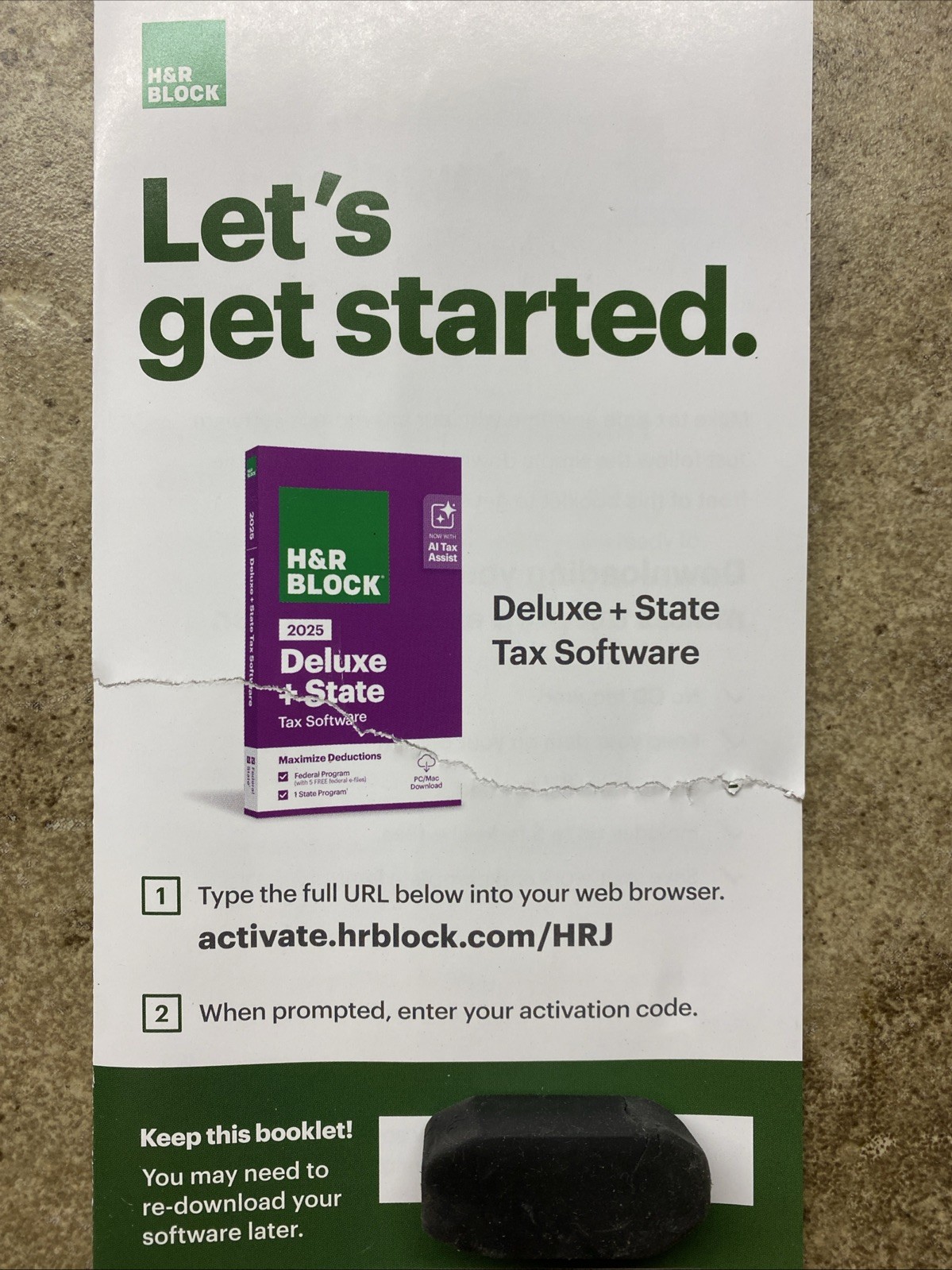 H&R Block Tax Software Deluxe + State 2025 Key Card