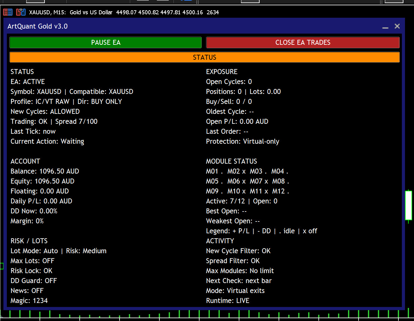v3.0 Artquant Gold EA Metatrader MT5 Gold Bot Trading Robot MQL5 Expert Advisor