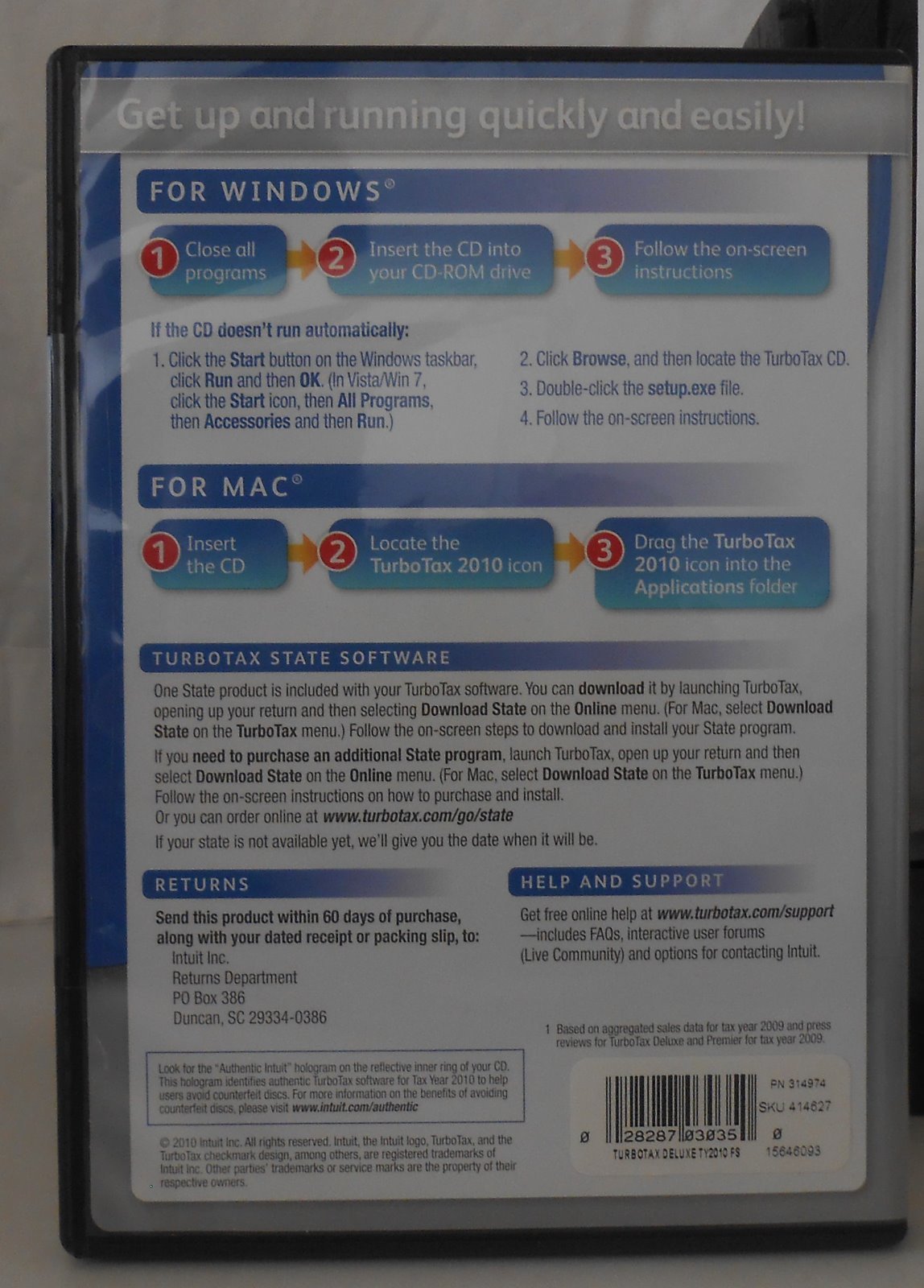 Intuit TurboTax Deluxe Federal + E-File 2010 for PC, Mac
