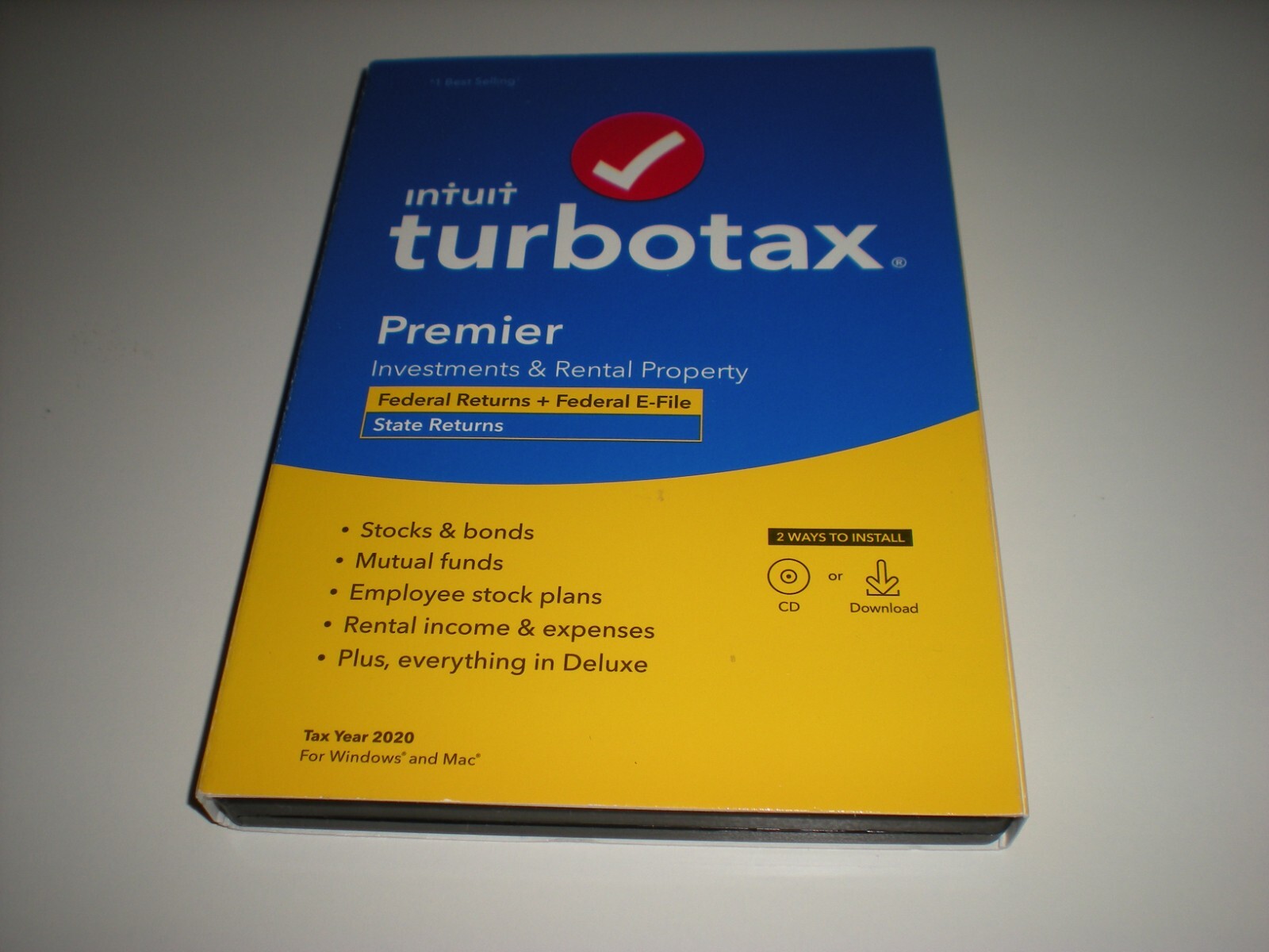 Turbotax 2020 Premier & State. (Better than Turbotax 2020 Deluxe). New. Sealed.