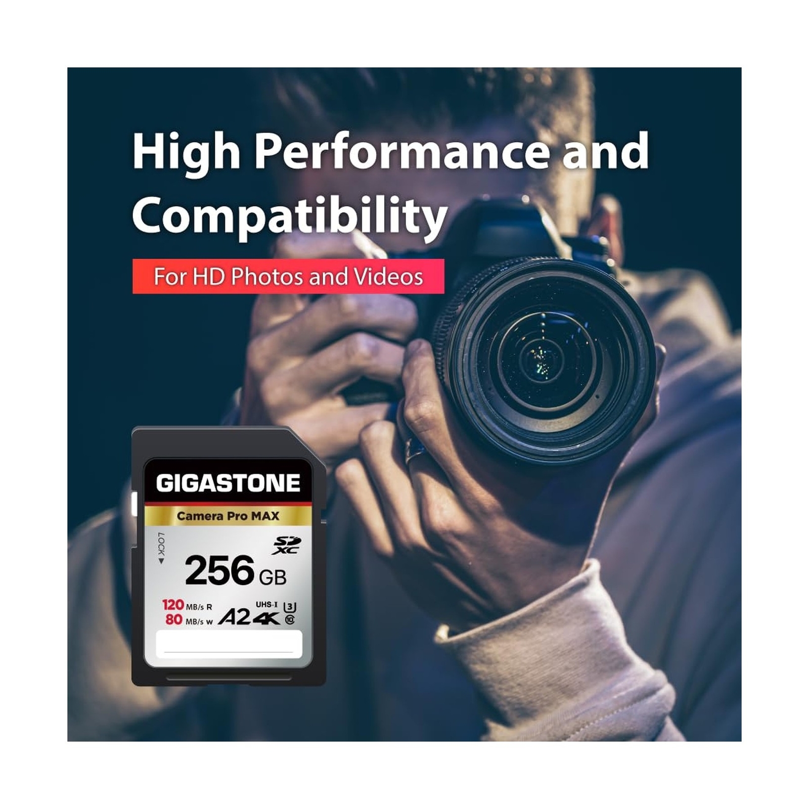 [5-Yrs Free Data Recovery] GIGASTONE 256GB 2-Pack SD Card, 4K Camera Pro MAX,…