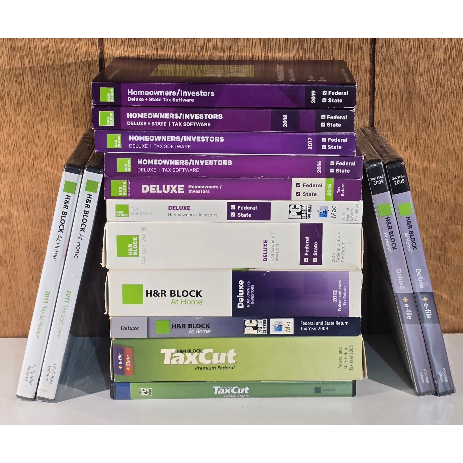 H&R Block Tax Software CD Lot 30+ Deluxe TaxCut Homeowners Investors 1999-2019