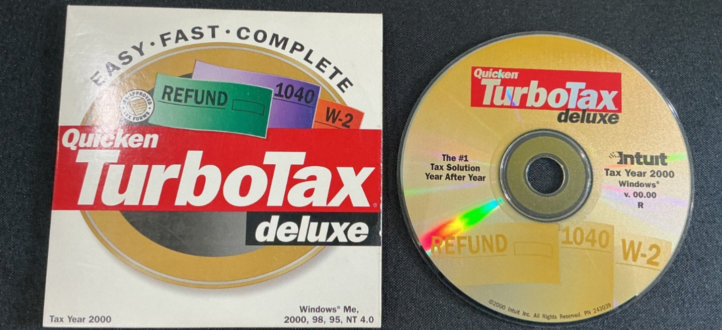 Quicken TurboTax Deluxe Tax Year 2000 for Windows Refund 1040 W-2