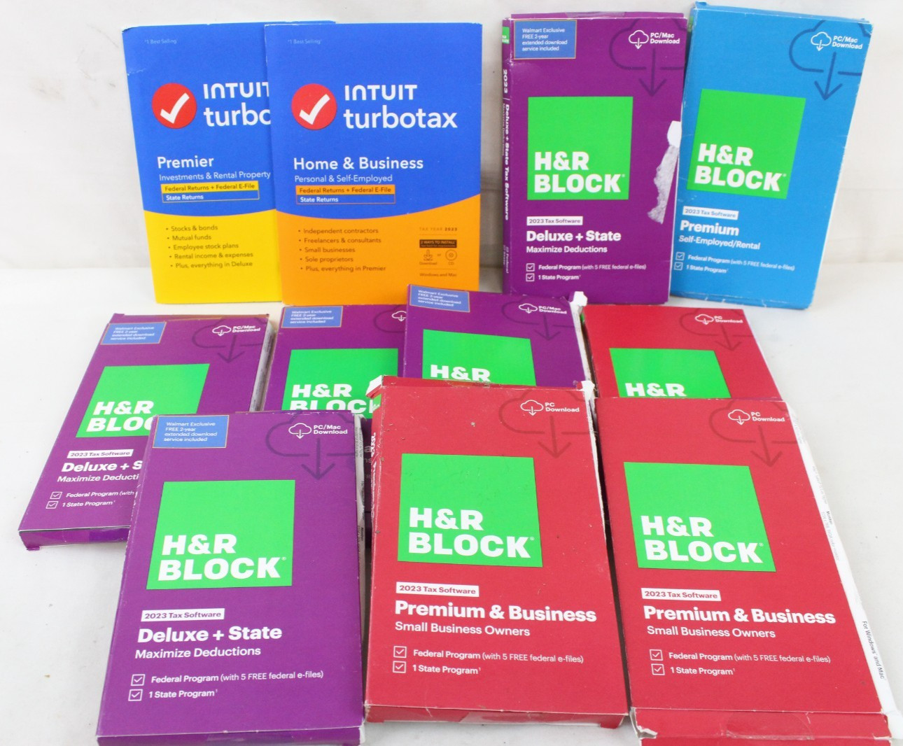Opened Tax Software Lot H&R Block Deluxe State Premium Business Turbotax 2023 ZZ