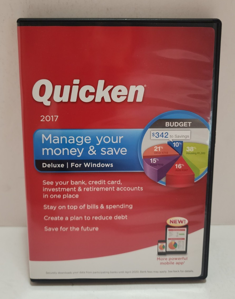 Intuit Quicken 2017 Deluxe For Windows Software Disc READ BEFORE PURCHASING!!