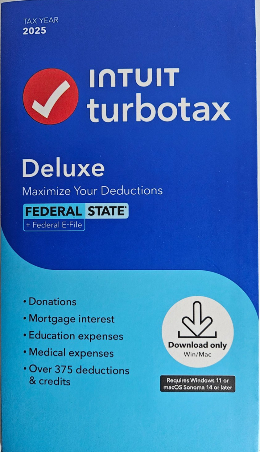 TurboTax Deluxe Desktop 2025 Federal & State Tax Return Product Key Card *READ*
