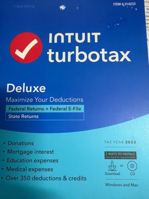 Intuit TurboTax Deluxe + State 2023 314233 Physical CD w/ license PC/MAC