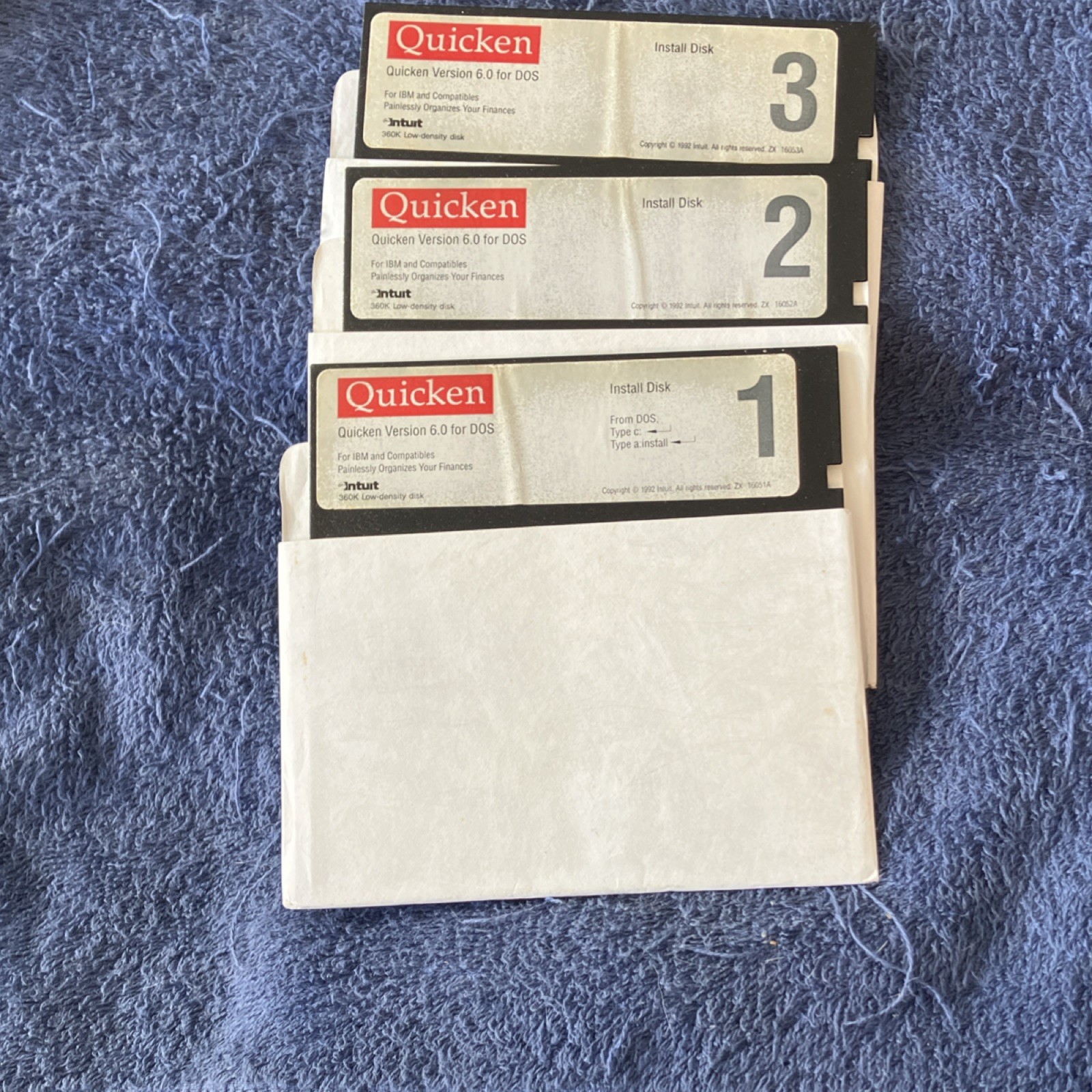 Intuit Quicken Version 6.0 for DOS Personal Finance 5.25″ Floppy Disc Set of 3
