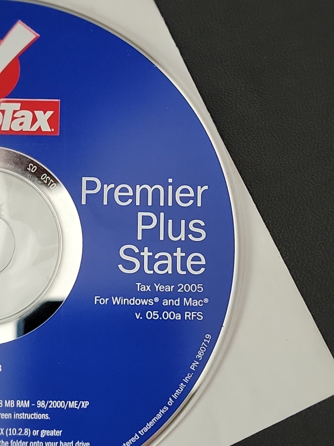 2005 Turbotax CDSoftware Premier Plus State CHECK Operating System Compatibility